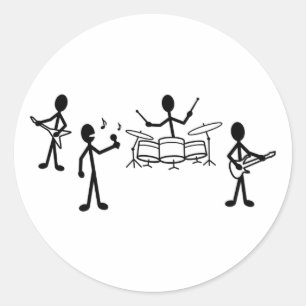 Rock Band Stick Figuur Ronde Sticker