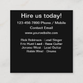 Rock Band Te Huur Vierkante Visitekaartje (Achterkant)