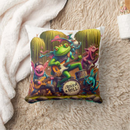 Rock Band van kleurrijke wezens in het bos setting Kussen
