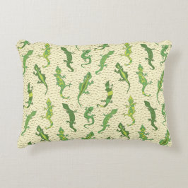 Rock beklimt Geckos op geel - naadloos patroon. Accent Kussen