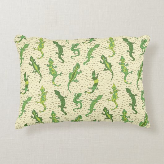 Rock beklimt Geckos op geel - naadloos patroon. Accent Kussen (Voorkant)