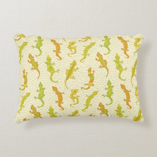 Rock beklimt Geckos op geel - naadloos patroon. Accent Kussen (Voorkant)