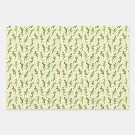 Rock beklimt Geckos op geel - naadloos patroon. Inpakpapier Vel (Voorkant)