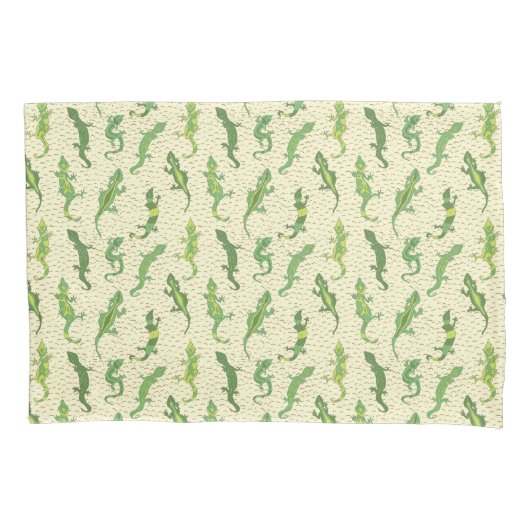 Rock beklimt Geckos op geel - naadloos patroon. Kussensloop (Voorkant)