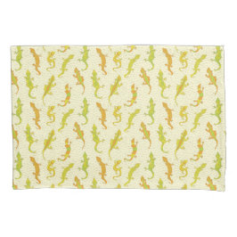 Rock beklimt Geckos op geel - naadloos patroon. Kussensloop