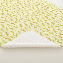 Rock beklimt Geckos op geel - naadloos patroon. Sherpa Deken