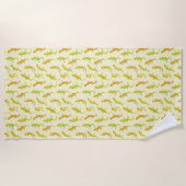 Rock beklimt Geckos op geel - naadloos patroon. Strandlaken (Voorkant)