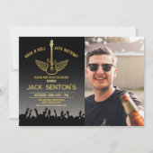 Rock Birthday Party Festival Guitar Photo Invite Kaart (Voorkant)