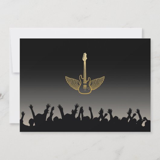 Rock Birthday Party Festival Guitar Photo Invite Kaart (Achterkant)