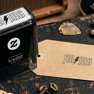 Rock Bliksemschicht Koppel Monogram Rubberen Stemp Zelfinktende Stempel