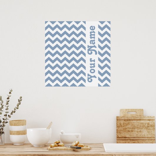 Rock Blue Safari Chevron met aangepaste tekst Poster (Keuken)