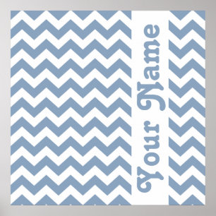 Rock Blue Safari Chevron met aangepaste tekst Poster