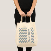 Rock Blue Safari Chevron met aanpasbare naam Tote Bag (Voorkant (product))