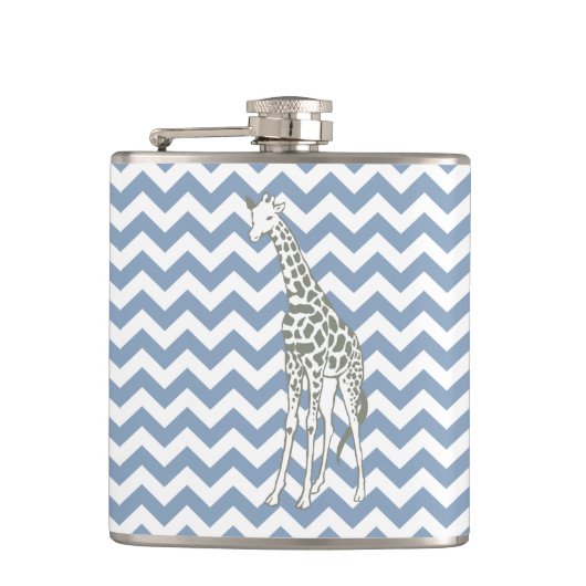 Rock Blue Safari Chevron met Pop Art Giraffe Heupfles (Voorkant)