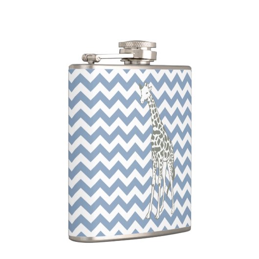 Rock Blue Safari Chevron met Pop Art Giraffe Heupfles (Rechts)