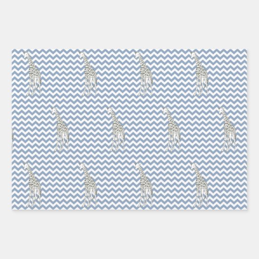 Rock Blue Safari Chevron met Pop Art Giraffe Inpakpapier Vel (Voorkant)