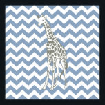 Rock Blue Safari Chevron met Pop Art Giraffe Poster<br><div class="desc">Mod Chevron patroon in het Safari Moods kleurenpalet van Emporio Moffa,  met pop-art giraffe aan één zijde.</div>