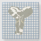 Rock Blue Safari Dot met Pop Art Elephant Stenen Onderzetter (Voorkant)