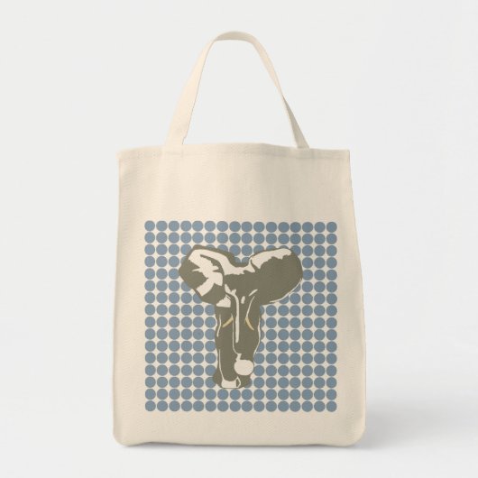 Rock Blue Safari Dot met Pop Art Elephant Tote Bag (Voorkant)
