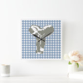 Rock Blue Safari Dot met Pop Art Elephant Vierkante Klok (Huis)