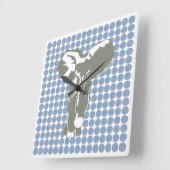 Rock Blue Safari Dot met Pop Art Elephant Vierkante Klok (Hoek)