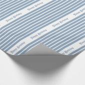 Rock Blue Safari Stripe met aangepaste tekst Cadeaupapier (Hoek)