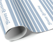 Rock Blue Safari Stripe met aangepaste tekst Cadeaupapier (Rol Hoek)