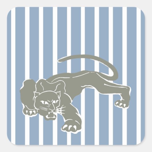 Rock Blue Safari Stripe met Leopard Vierkante Sticker (Voorkant)