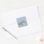 Rock Blue Safari Stripe met Leopard Vierkante Sticker (Envelop)