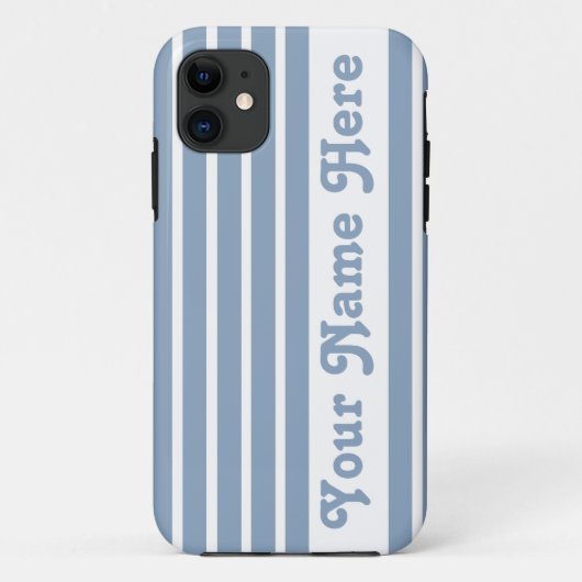 Rock Blue Safari Stripe met naam Case-Mate iPhone Case (Achterkant)