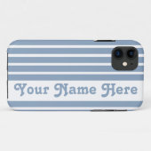 Rock Blue Safari Stripe met naam Case-Mate iPhone Case (Achterkant (horizontaal))