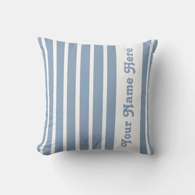 Rock Blue Safari Stripe Pillow met naam Kussen (Voorkant)