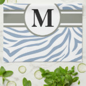 Rock Blue Safari Zebra met monogram Theedoek (Gevouwen)