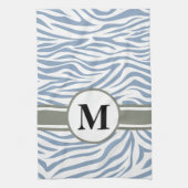 Rock Blue Safari Zebra met monogram Theedoek (Verticaal)