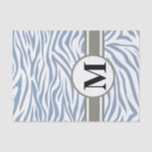 Rock Blue Safari Zebra met monogram Tissuepapier (Voorkant)