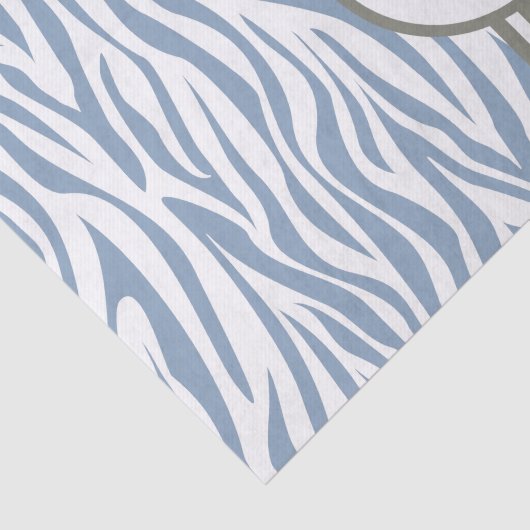 Rock Blue Safari Zebra met monogram Tissuepapier (Detail)
