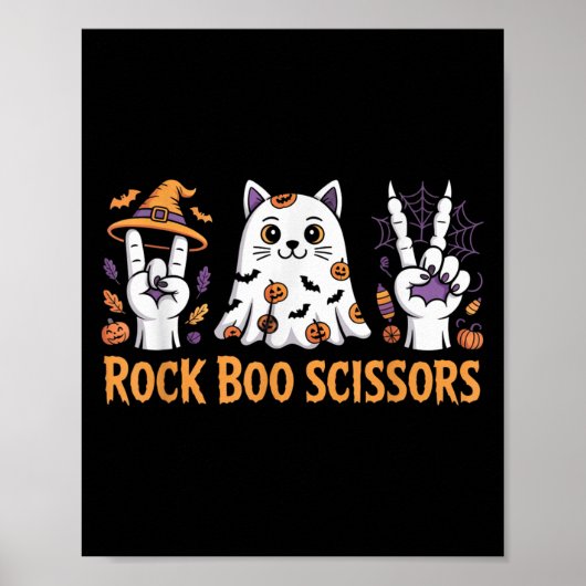 Rock Boo Scissors Cat Halloween Shirt Kinder Game Poster (Voorkant)