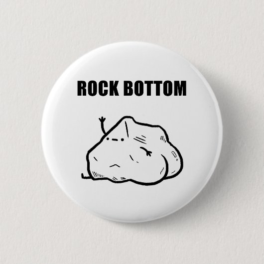 Rock Bottom Funny Geology Pun Button Pin (Voorkant)
