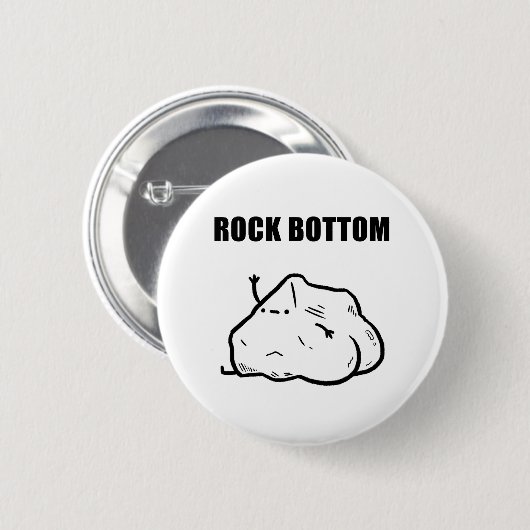 Rock Bottom Funny Geology Pun Button Pin (Voorkant /achterkant)