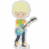 Rock Boy, Blond Hair, Guitar Player, Band, Music Sticker (Voorkant)