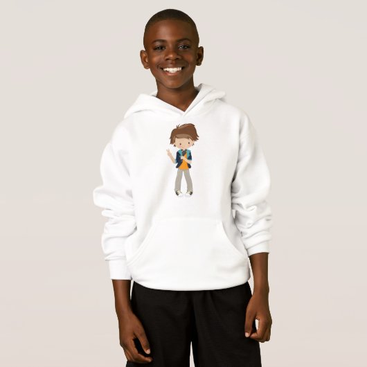 Rock Boy, Brown Hair, Band Singer, Microphone (Voorkant volledig)