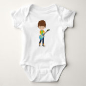 Rock Boy, Brown Hair, Guitar Player, Band, Music Romper (Voorkant)