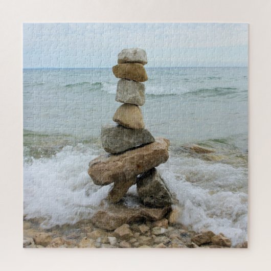 Rock Cairn bij het meer - 20x20 - 676 pcs Legpuzzel (Verticaal)