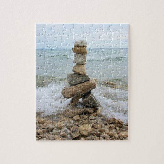 Rock Cairn bij het meer - 8 x 10 - 110 pcs Legpuzzel (Verticaal)