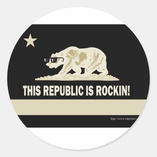 Rock California Ronde Sticker (Voorkant)