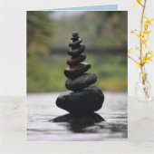 ROCK CALM STACKED STONES BIRTHDAY Wenskaart Kaart (Gele Bloem)