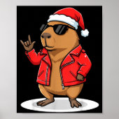 Rock Capybara Xmas Santa Men Women Kids Funny Ugly Poster (Voorkant)