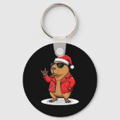 Rock Capybara Xmas Santa Men Women Kids Funny Ugly Sleutelhanger (Voorkant)