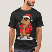 Rock Capybara Xmas Santa Men Women Kids Funny Ugly T-shirt (Voorkant)