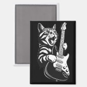 Rock Cat Playing Electric Guitar | Cool Music Love Magneet (Voorkant / Achterkant)